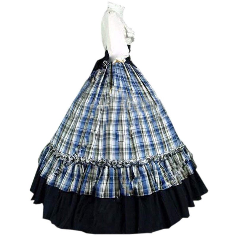I-Youth Womens Renaissance Civil War Victorian Dress Southern Belle Cosplay Medieval Pioneer Dickensonian Costume (M, Blue) - Image 3
